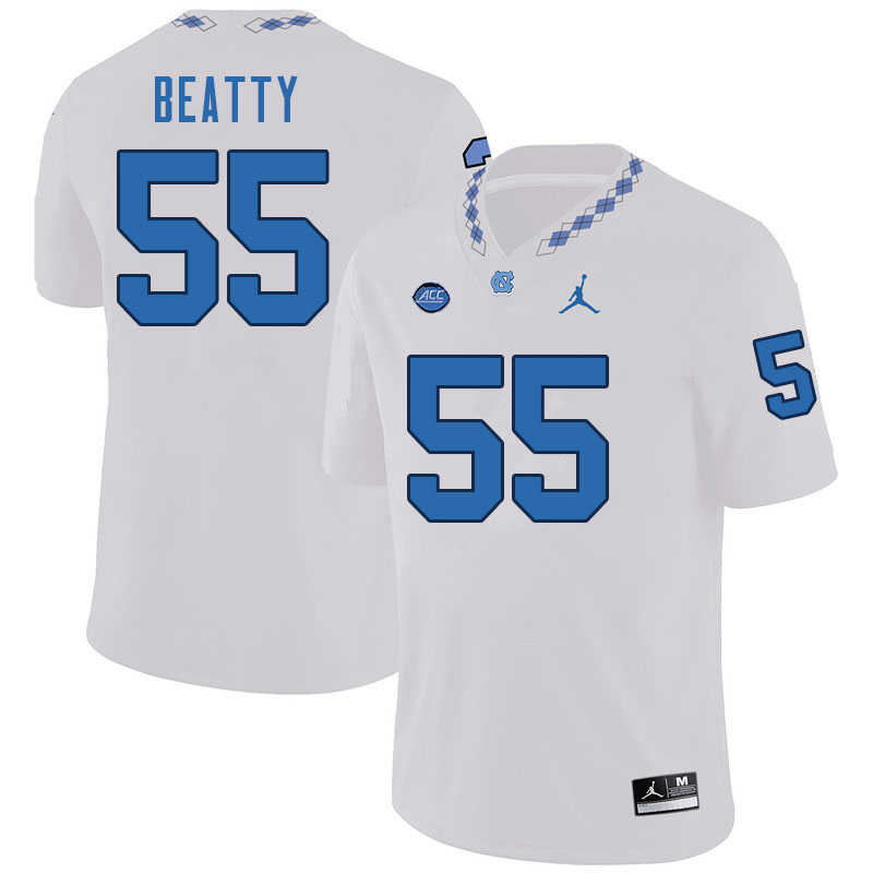 Men #55 A.J. Beatty North Carolina Tar Heels College Football Jerseys Sale-White